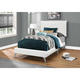 Wrought Studio™ Bed, Twin Size, Platform, Teen, Frame, Upholstered, Pu Leather Look, Metal Legs, White, Chrome Upholstered/Faux leather | Wayfair