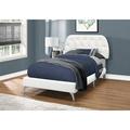 Ebern Designs Kizer Bed, Platform, Bedroom, Frame, Upholstered, Pu Leather Look, Metal Legs, White, Chrome Upholstered/Faux leather | Wayfair