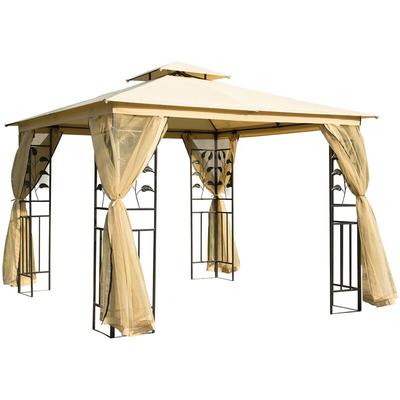 Luxus Pavillon Gartenpavillon Partyzelt Festzelt Gartenzelt Pagode 3x3 m - Beige + Schwarz