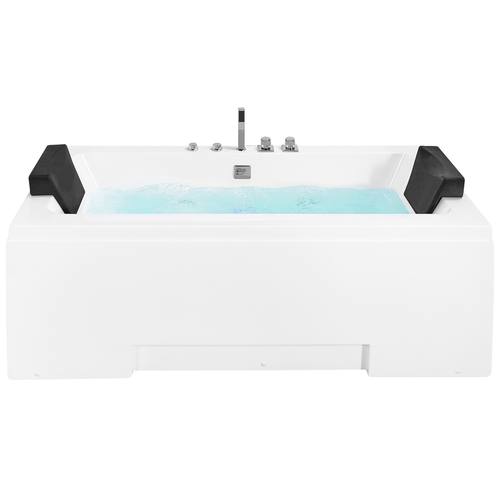 Whirlpool-Badewanne Weiß 170 x 75 cm mit Farblichttherapie Wasserfall Modern