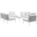 Harmony 7 Piece Outdoor Patio Aluminum Sectional Sofa Set EEI-2617-WHI-WHI-SET