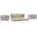 Harmony 5 Piece Outdoor Patio Aluminum Sectional Sofa Set EEI-2621-WHI-BEI-SET