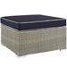 Repose Outdoor Patio Upholstered Fabric Ottoman - East End Imports EEI-2962-LGR-NAV