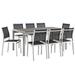 Shore 9 Piece Outdoor Patio Aluminum Dining Set EEI-2583-SLV-BLK-SET