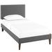 Macie Twin Fabric Platform Bed with Squared Tapered Legs MOD-5967-GRY