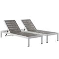 Shore Chaise Outdoor Patio Aluminum Set of 2 EEI-2467-SLV-GRY-SET