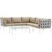 Harmony 6 Piece Outdoor Patio Aluminum Sectional Sofa Set - East End Imports EEI-2627-WHI-BEI-SET