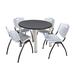 "Kee 36"" Round Breakroom Table in Grey/ Chrome & 4 'M' Stack Chairs in Grey - Regency TB36RNDGYBPCM47GY"