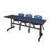 "Kobe 84"" Flip Top Mobile Training Table in Grey & 3 'M' Stack Chairs in Blue - Regency MKFT8424GY47BE"