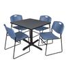 "Cain 36"" Square Breakroom Table in Grey & 4 Zeng Stack Chairs in Blue - Regency TB3636GY44BE"