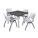 "Kee 36"" Square Breakroom Table in Grey/ Chrome & 4 'M' Stack Chairs in Grey - Regency TB3636GYBPCM47GY"