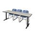 "Cain 84"" x 24"" Training Table in Maple & 3 Zeng Stack Chairs in Blue - Regency MTRCT8424PL44BE"