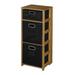 "Flip Flop 34"" Square Folding Bookcase w/ Folding Fabric Bins- Medium Oak/Black - Regency FFSQ3412MOBK"