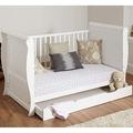 White Solid Sleigh Style Cot Bed & Deluxe Foam or Sprung Mattress Converts into a Junior Bed (Cot Bed with Sprung Mattress and Drawer)