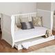 White Solid Sleigh Style Cot Bed & Deluxe Foam or Sprung Mattress Converts into a Junior Bed (Cot Bed with Sprung Mattress and Drawer)