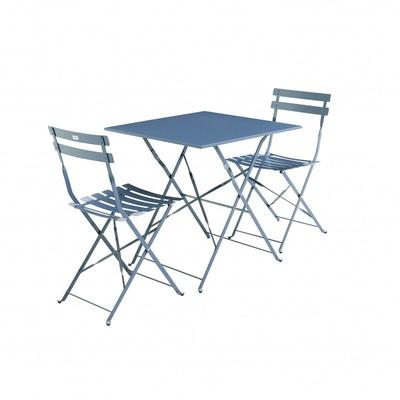 Foldable bistro garden set - Square Emilia blue grey - Table 70x70cm with two foldable chairs,
