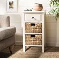 Everly Drawer Side Table in Distressed White - Safavieh AMH5743B