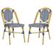 Lenda French Stackable Bistro Chair in Navy/White/Brown Frame (Set of 2) - Safavieh PAT4036A-SET2