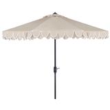 UV Resistant Elegant Valance 9Ft Auto Tilt Umbrella in Beige/White - Safavieh PAT8006C