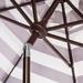 Maui Single Scallop Striped 9Ft Crank Push Button Tilt Umbrella in Black/White - Safavieh PAT8011D