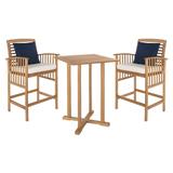 Pate 3 Pc Bar 39.8-Inch H Table Bistro Set in Natural/White - Safavieh PAT7043A