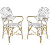 Hooper Indoor-Outdoor Stacking Arm Chair in Grey/White/Light Brown (Set of 2) - Safavieh FOX5209B-SET2