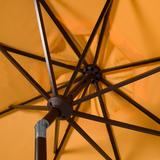 Milan Fringe 9Ft Crank Outdoor Push Button Tilt Umbrella in Yellow/White Trim - Safavieh PAT8008D