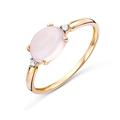 MIORE Women's 9 kt 375 rose gold engagement ring with 1.31 ct Pink Quartz and 0.02 ct brilliant cut diamonds