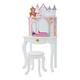 Teamson Kids Dreamland Princess Play Vanity Set with Mirror, Shelf, Storage Drawer, Stool, and Accessories for 12" Dolls, White and Pink
