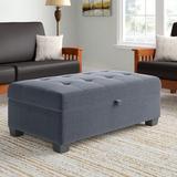 Wade Logan® Lacour 46.25" Wide Tufted Rectangle Storage Ottoman Velvet in Gray/Black | 18 H x 46.25 W x 28 D in | Wayfair DRBC5280 32536438