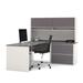 Orren Ellis Aurea Reversible L-Shape Desk w/ Hutch Wood in Gray/Brown | 65.75 H x 71 W x 82.9 D in | Wayfair F6C7CDB0BF26471DBA127CCAFE5AE17F