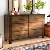 Wrigley 6 Drawer 59" W Double Dresser Wood in Brown Laurel Foundry Modern Farmhouse® | 36 H x 59 W x 16.5 D in | Wayfair