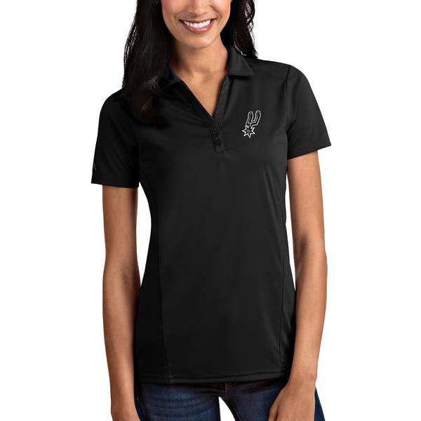 womens-antigua-black-san-antonio-spurs-tribute-polo/