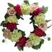 House of Hampton® Artificial Peony, Rose & Hydrangea 24.5" Polyester Wreath in Green/Pink/Red | 24.5 H x 24.5 W x 6 D in | Wayfair