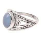 Gleaming Appeal,'Oval Chalcedony Cocktail Ring Crafted in India'