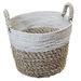 Highland Dunes Handwoven Seagrass & Raffia Wicker/Rattan Basket Seagrass in Brown/White | 10 H x 10 W x 10 D in | Wayfair