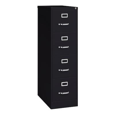 HIRSH 16699 15" W 4 Drawer Vertical File Cabinet, Black, Letter
