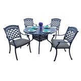 Fleur De Lis Living Brookville 5-Piece Patio Dining Set w/ Cushions & 48" Round Dining Table Metal in Brown | 48 W x 48 D in | Wayfair