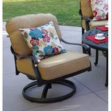 Three Posts™ Lebanon Swivel Rocker Club Patio Chair w/ Cushions, Polyester in Brown | 34.5 H x 29.5 W x 29 D in | Wayfair