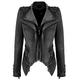 YYZYY Women's Fashion Punk Studded Denim Cotton Motorcycle Biker Jacket Coat Perfectly Shaping Slim Fit Full Zipper Short Jacket Ladies (XS (UK 10), Grey)