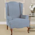 Sure Fit Ultimate Heavyweight Stretch Suede T-Cushion Wingback Slipcover Polyester in Gray/Blue | 32 W in | Wayfair 179326256S449SFWING