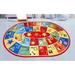 Blue/Red 79 x 0.32 in Indoor Area Rug - Zoomie Kids Nielsville Alphabet & Children Yellow/Red/Blue Rug Nylon | 79 W x 0.32 D in | Wayfair