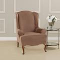 Sure Fit Ultimate Heavyweight Stretch Suede T-Cushion Wingback Slipcover Polyester in Brown | 32 W in | Wayfair 179326256S245SFWING