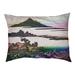 Tucker Murphy Pet™ Burkart Dawn at Isawa in Kai Province Dog Pillow Polyester/Fleece in Pink/Green/Gray | 7.1 H x 52 W x 42 D in | Wayfair