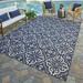 Blue/Navy 60 W in Area Rug - Gertmenian Paseo Powis Navy Blue/Beige Transitional Casual Medallion Tile Flatweave Indoor/Outdoor Area Rug Polypropylene | Wayfair