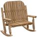 Millwood Pines Mabe Two-Person Solid Wood Rocking Adirondack Chair Wood in Brown/White | 48 H x 48 W x 36 D in | Wayfair