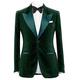 Men's Dark Green Notch Lapel One Button Velvet Blazer Prom Party Jacket Wedding Dinner Tuxedos Dark Green 44/38
