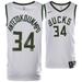 "Giannis Antetokounmpo Milwaukee Bucks Autographed Nike White Association Swingman Jersey"