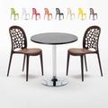 Table ronde noire 70 x 70 cm et 2 Chaises Colorées Intérieur Bar Café wedding Cosmopolitan Couleur:
