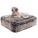 Ultra Plush Faux Fur Luxury Shag Durable Sicilian Rectangle Pet Bed, 28" L X 24" W X 4" H, Frosted Willow, Small, Gray